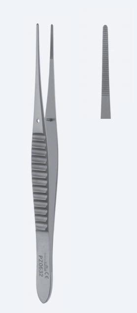 Пінцети, хірургічні, "Gillies", дисекційні, делікатні, прямі, кінчик 1,6 мм, загальна довжина 150 мм, 6". Бренд - Asanus Medizintechnik Gmb, Німеччина